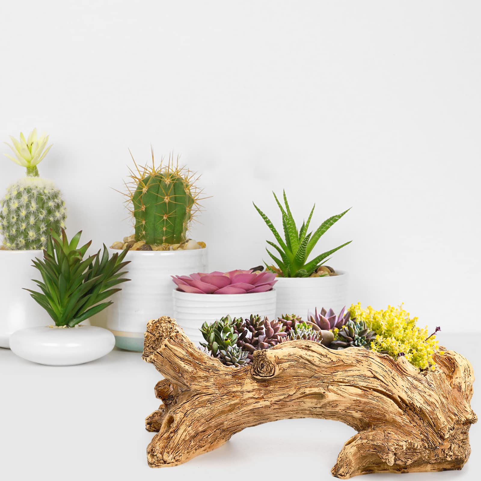 Amazon.co.jp: Hiceeden 人工流木多肉植物 プランター 樹脂の木の